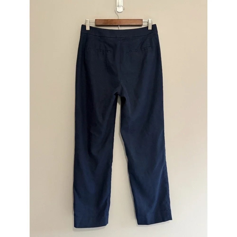 J. Crew Kate Linen Blend‎ Pants Trousers Straight Career Navy Blue Nautical Sz 2 - Picture 5 of 16